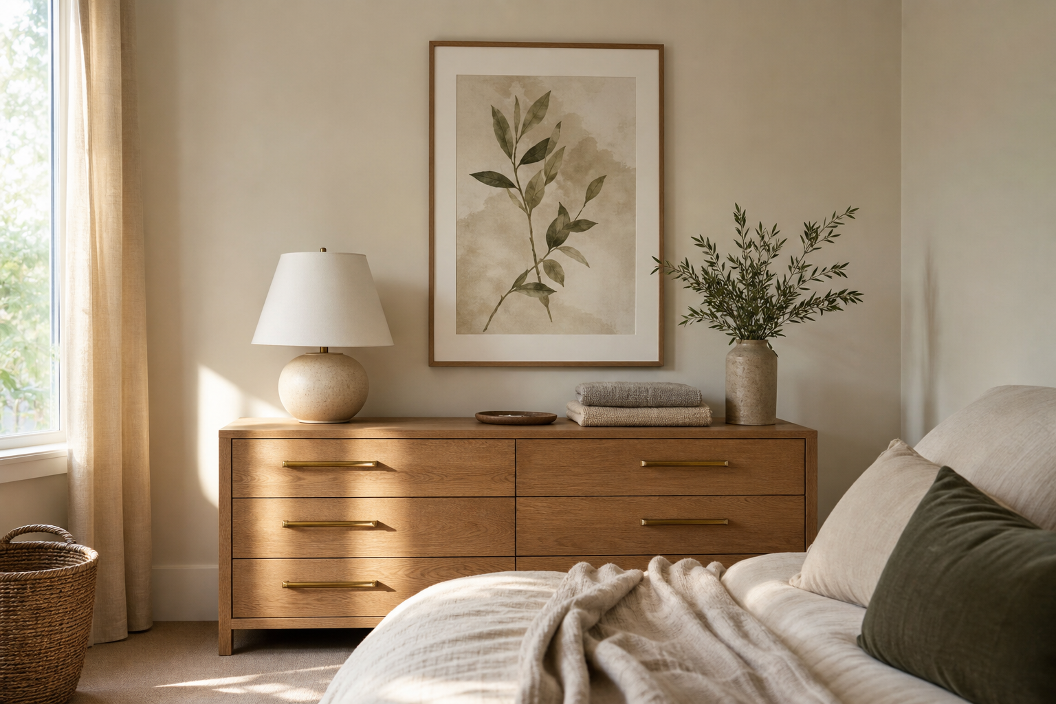 16x20 art above a bedroom dresser