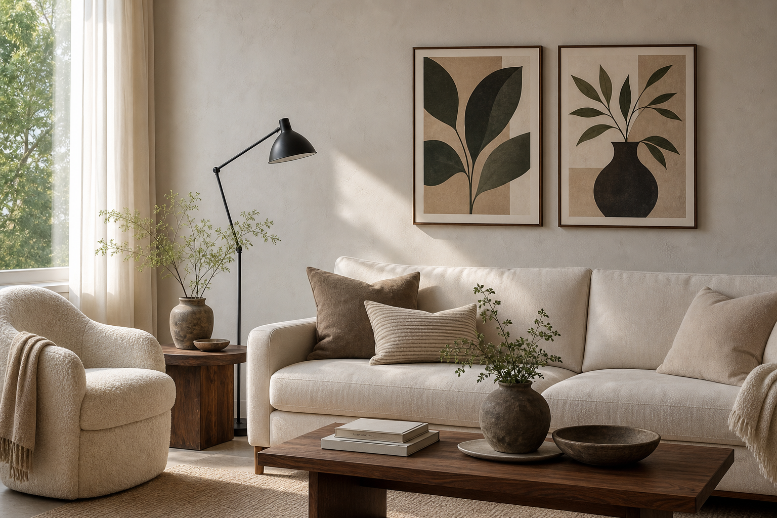 Sofa wall with zebra-themed framed art