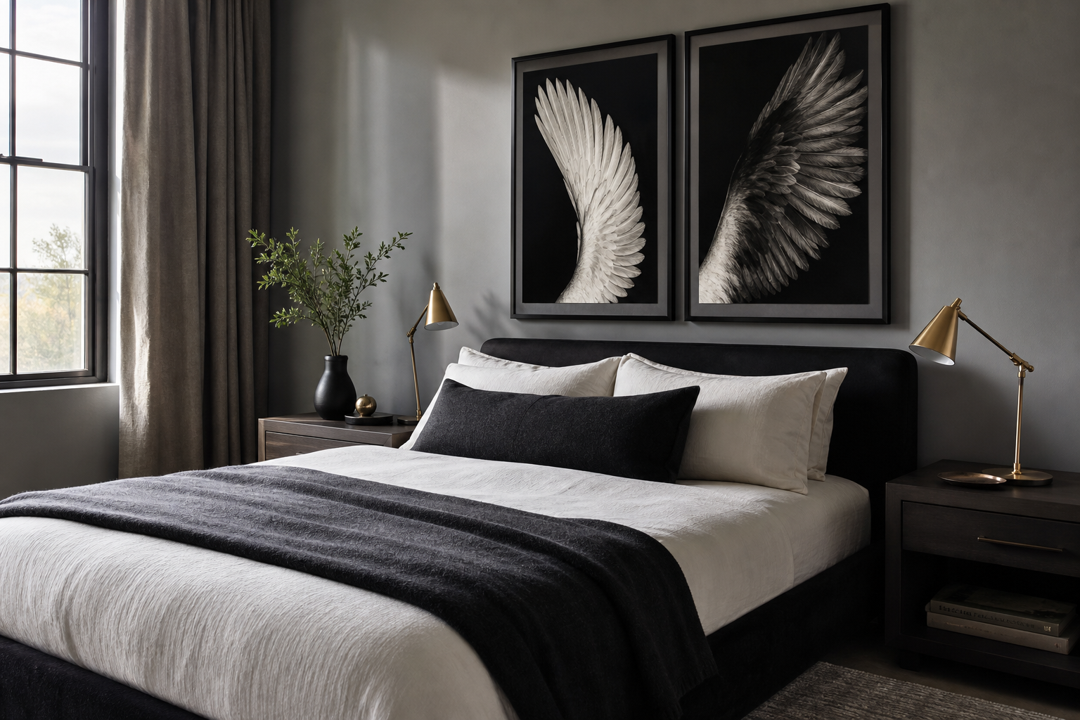 Black and White Wings: A Dramatic Wall Art Mood