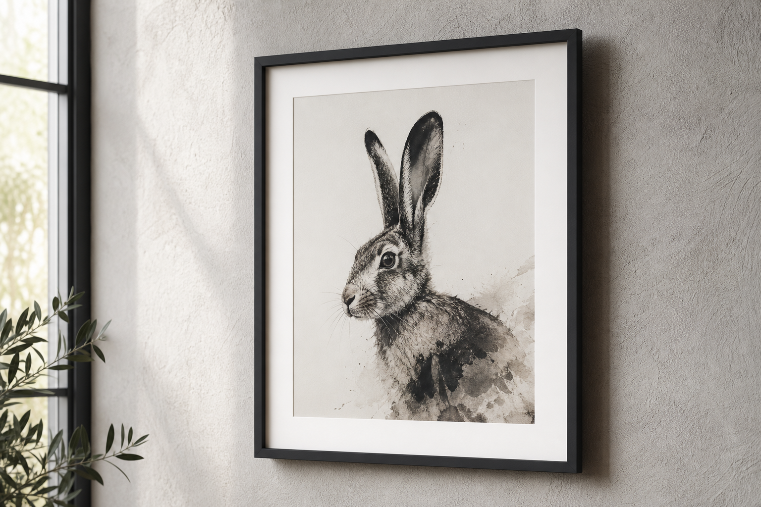 Close-up of black frame and matte art paper