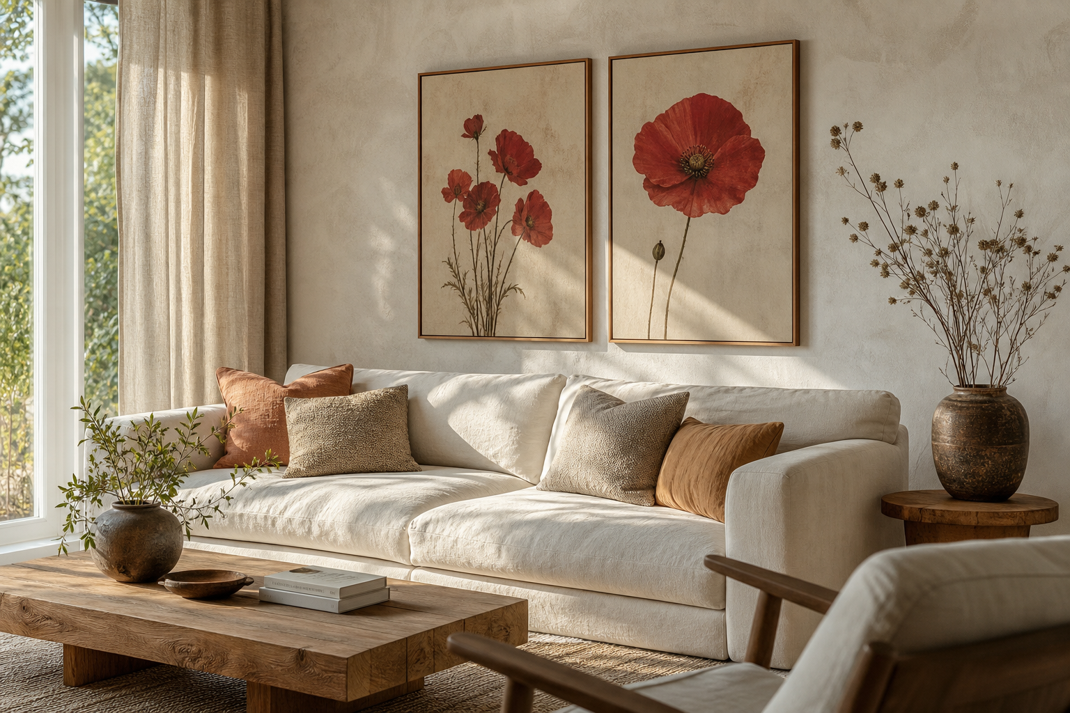 How to Style a Crimson Poppies Poster Print