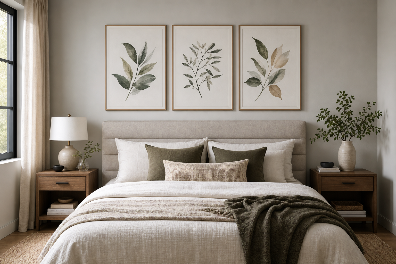 Example of properly scaled art above a bed