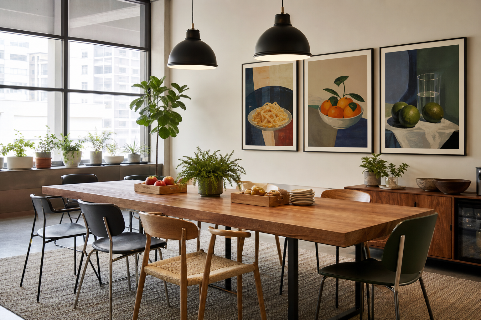 Office lunch room with coordinated framed food artwork