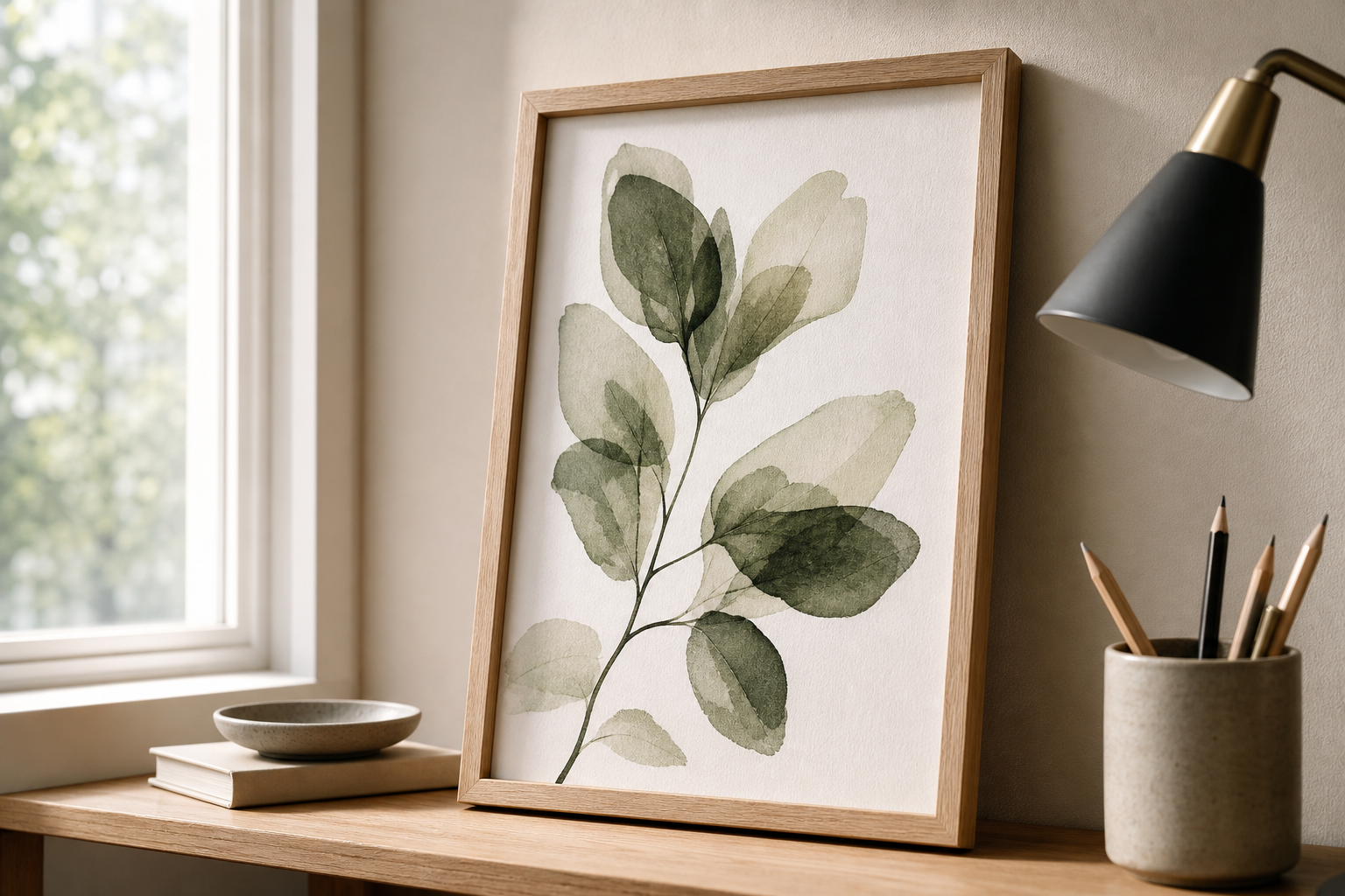 Close-up of frame and paper finish in office setting