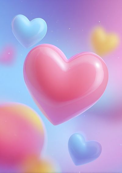 Colorful Hearts — Digital Art Print. poster print