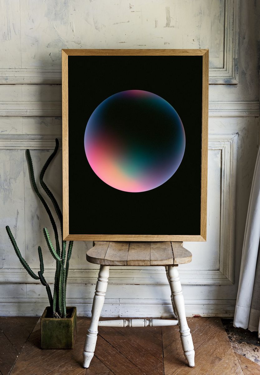 Neon Orb Abstract Poster. — room view 1