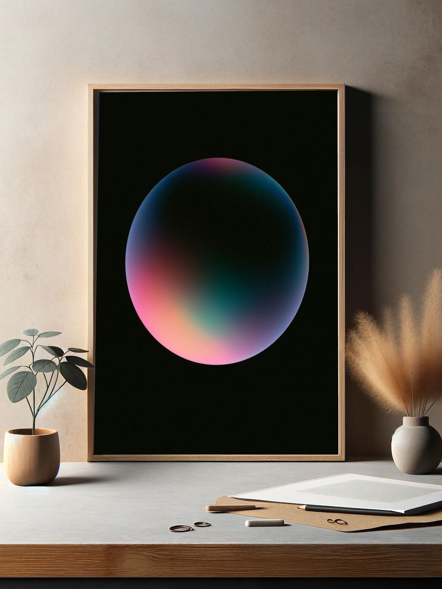 Neon Orb Abstract Poster. — room view 2