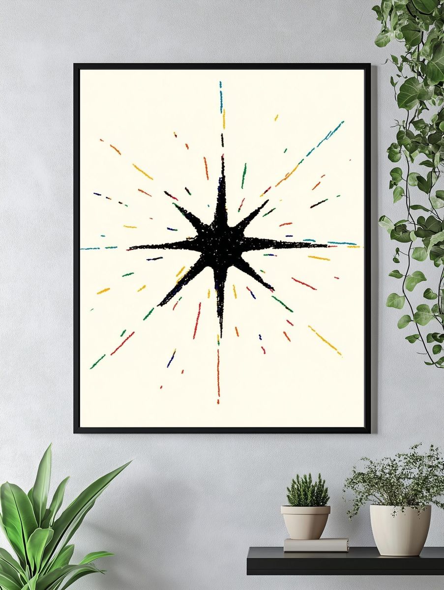 Colorful Starburst — Abstract Print. — room view 4