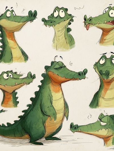 Playful Alligator Character — Illustration Print. poster print