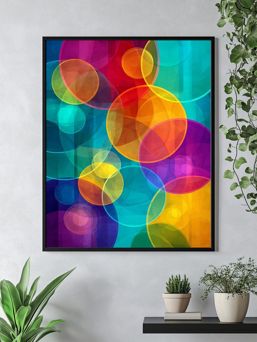 Colorful Abstract Bubbles Poster. — room view 4