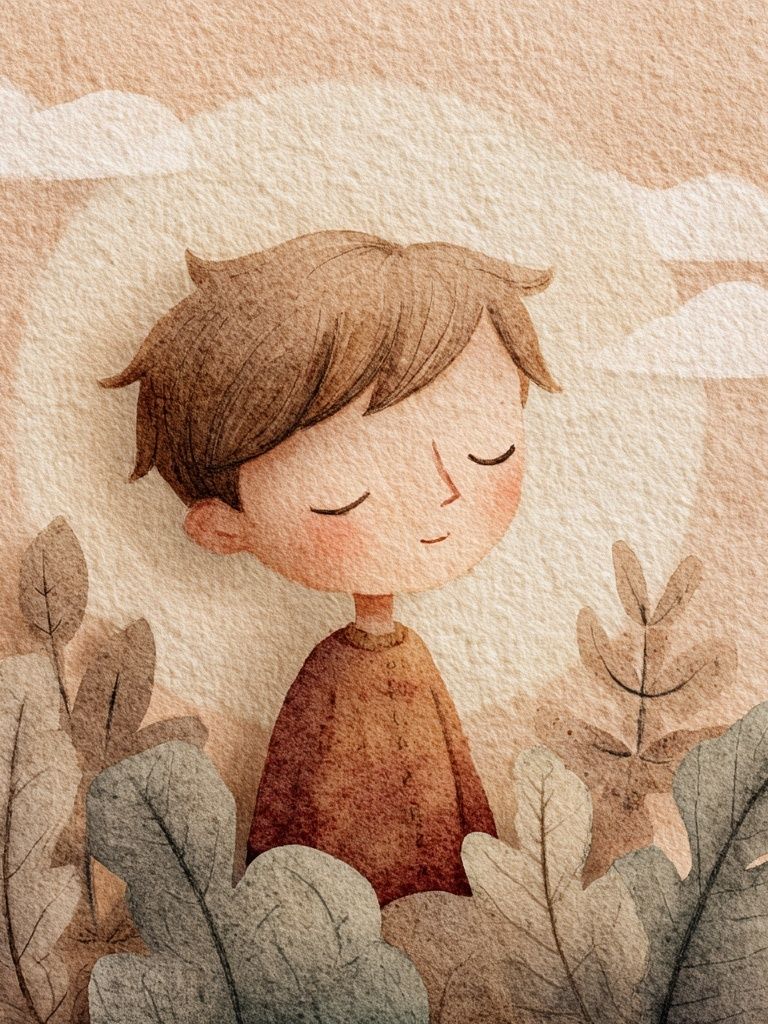Dreamy Boy in Nature — Watercolor Print. poster detail