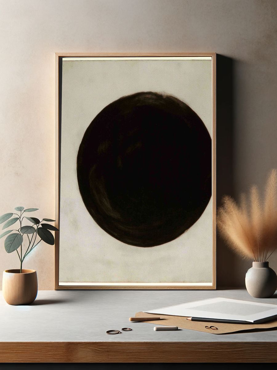 Black Circle Minimalist Print. — room view 2
