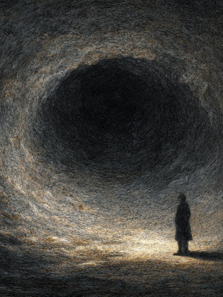 Solitary Figure in a Dark Tunnel — Abstract Print. poster detail