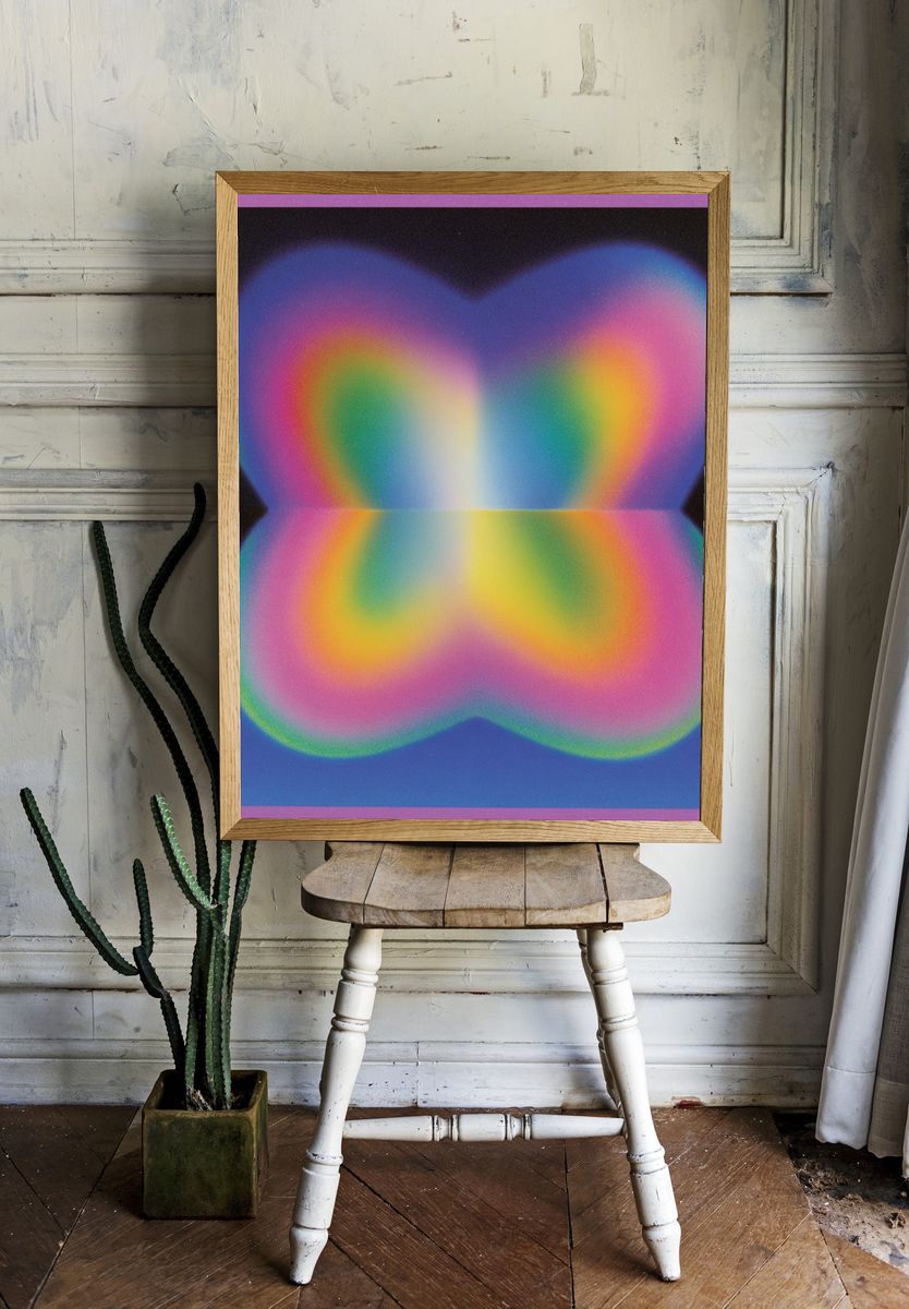 Colorful Butterfly Abstract Poster. — room view 1