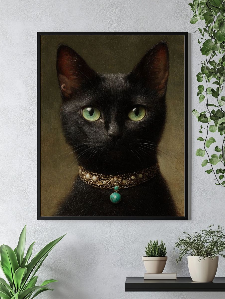 Elegant Black Cat Portrait Poster. — room view 4