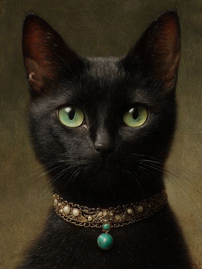 Elegant Black Cat Portrait Poster. poster print