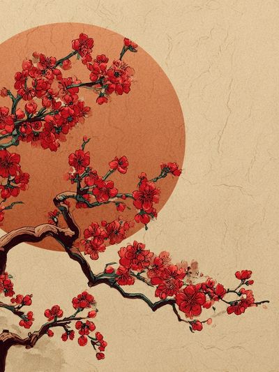 Cherry Blossom Tree — Illustration Print. poster