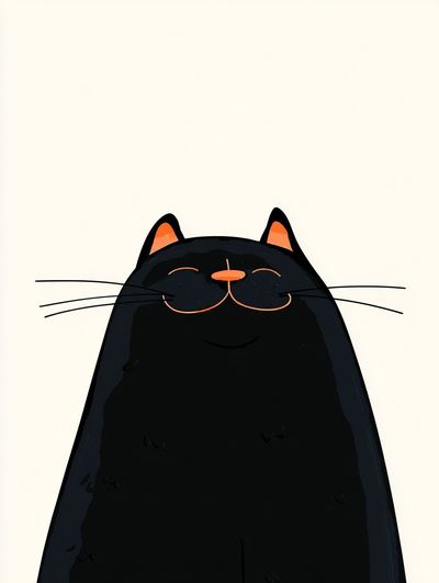 Happy Black Cat — Illustration Print. poster print