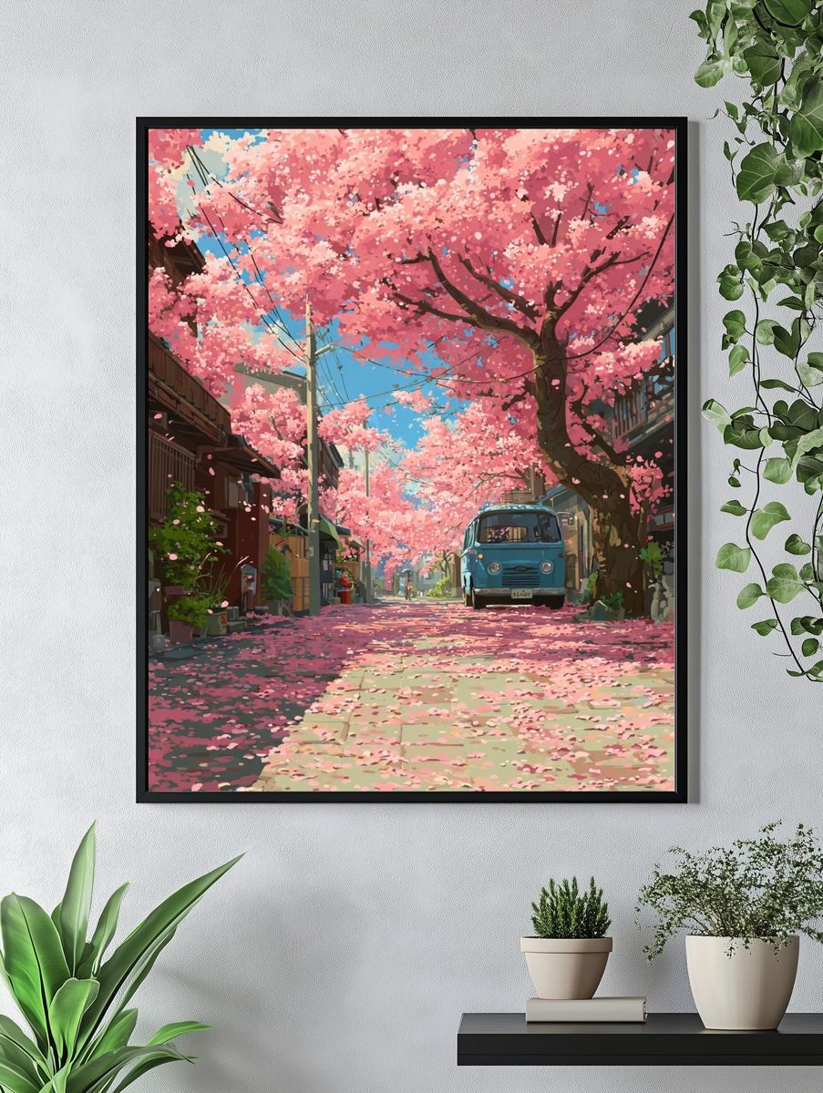 Cherry Blossom Street — Illustration Print. — room view 4