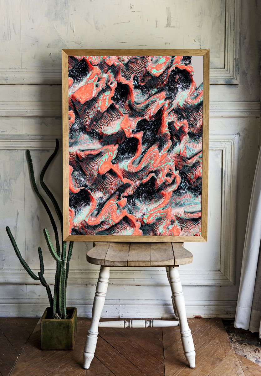 Abstract Waves — Colorful Print. — room view 1