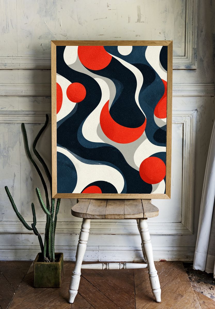 Abstract Waves and Circles Poster. — room view 1