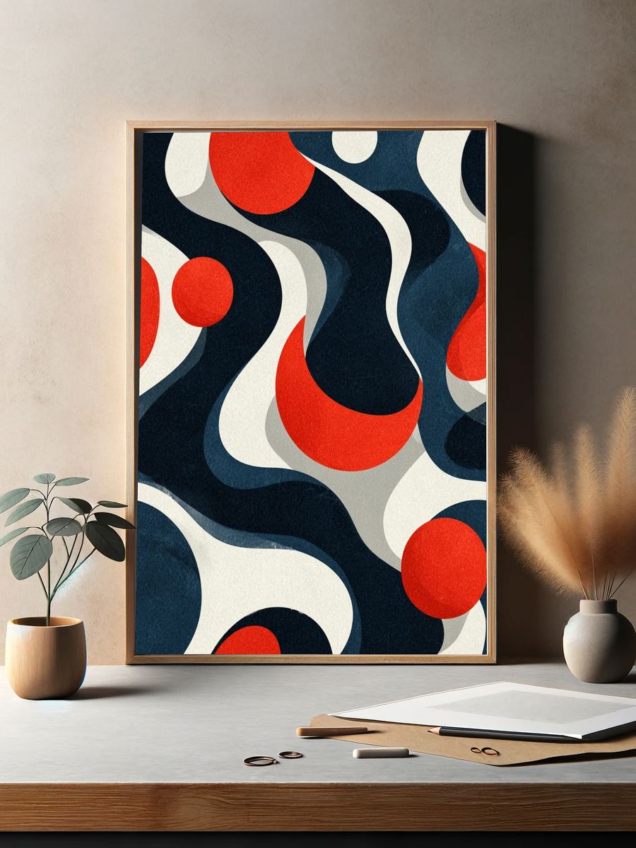 Abstract Waves and Circles Poster. — room view 2