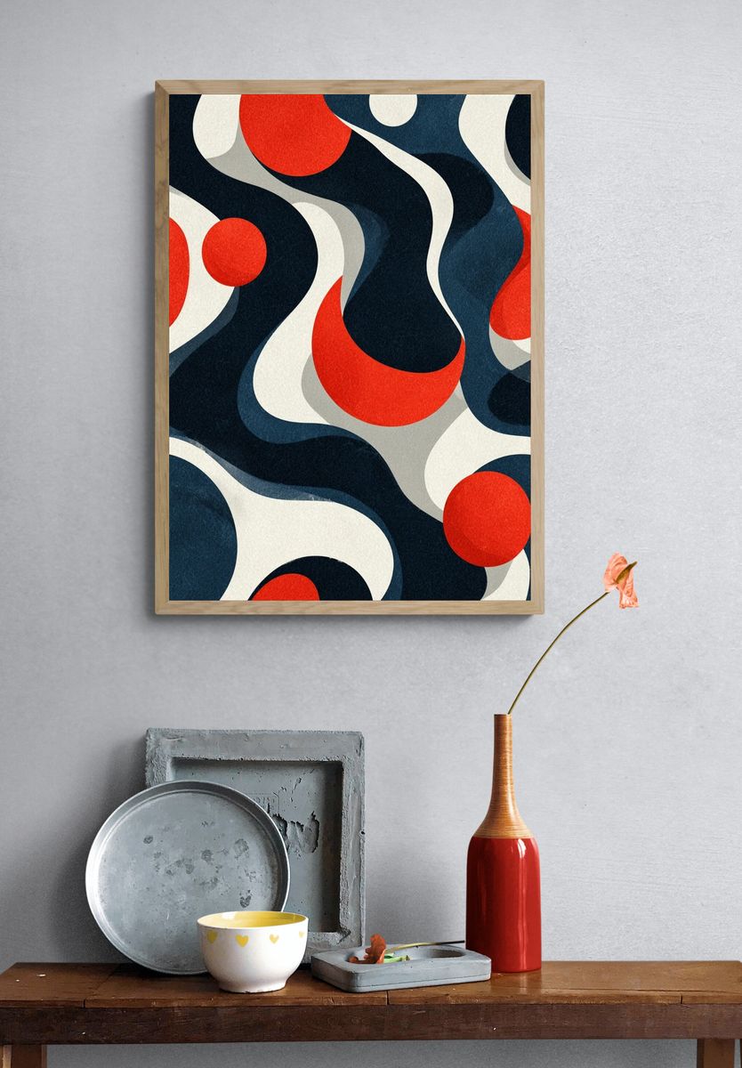 Abstract Waves and Circles Poster. — room view 3