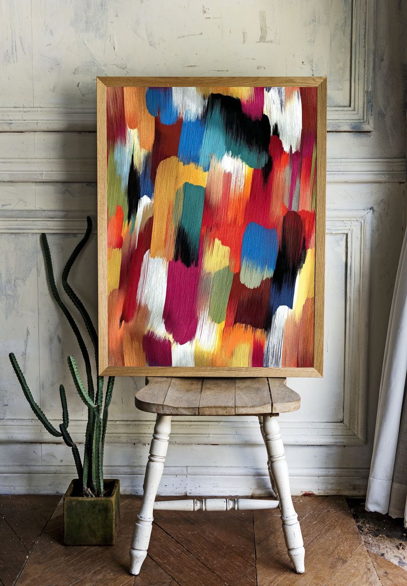 Colorful Abstract Brushstroke Poster. — room view 1