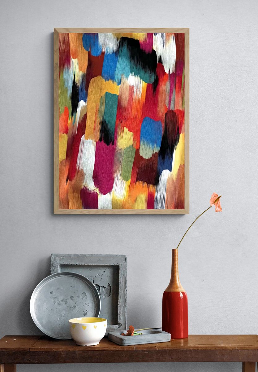 Colorful Abstract Brushstroke Poster. — room view 3