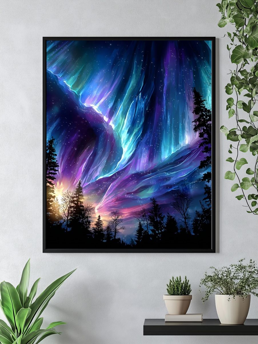 Aurora Borealis — Digital Art Print. — room view 4