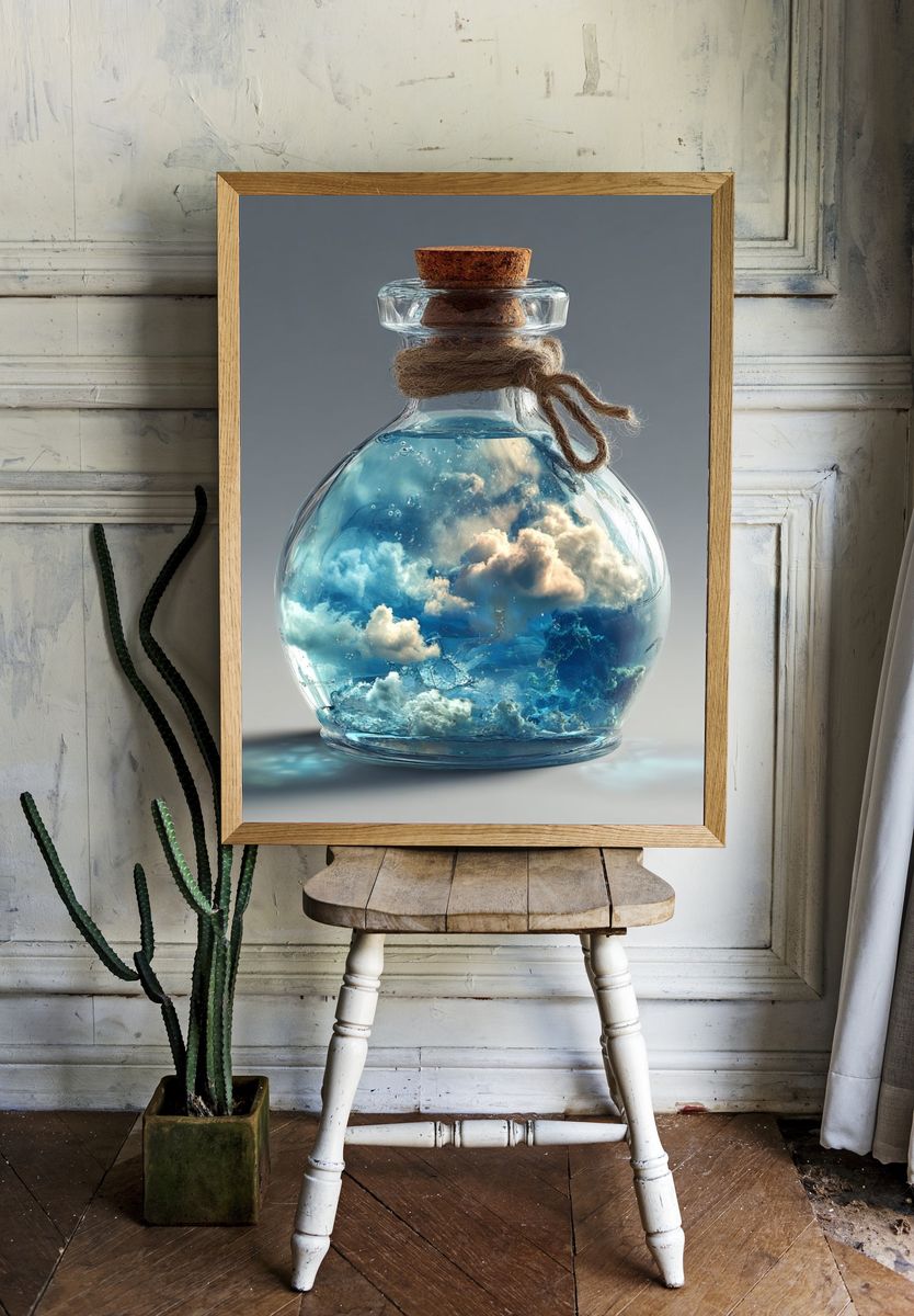 Dreamy Cloud in a Bottle — Fantasy Print. — room view 1