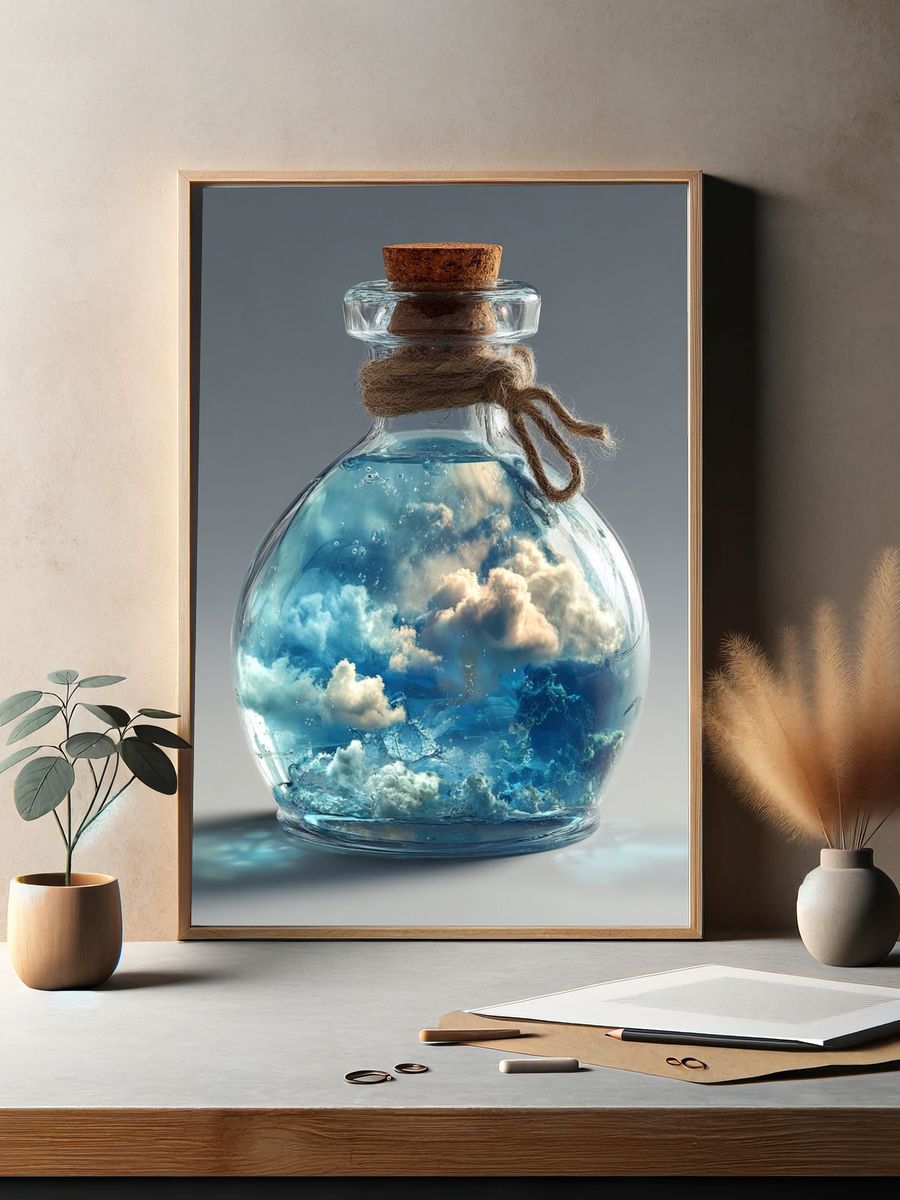 Dreamy Cloud in a Bottle — Fantasy Print. — room view 2