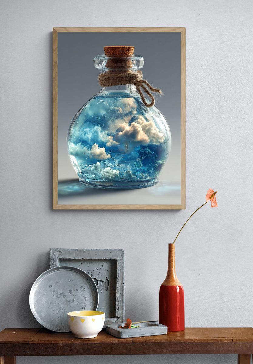 Dreamy Cloud in a Bottle — Fantasy Print. — room view 3