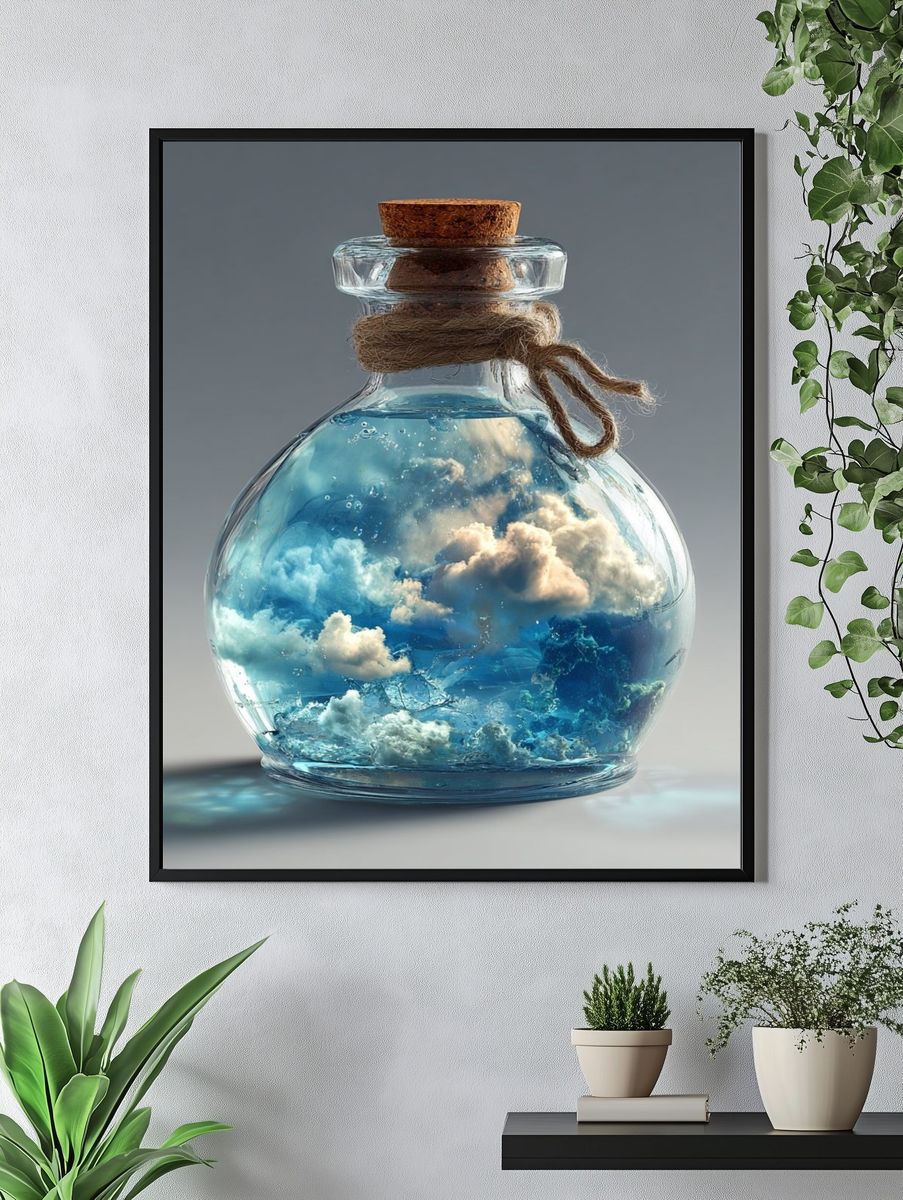 Dreamy Cloud in a Bottle — Fantasy Print. — room view 4