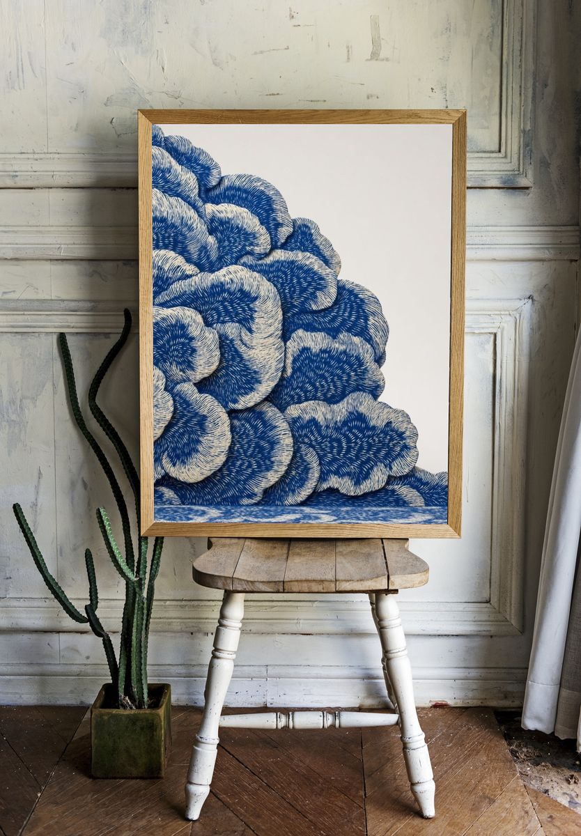 Blue Cloud Abstract Poster. — room view 1