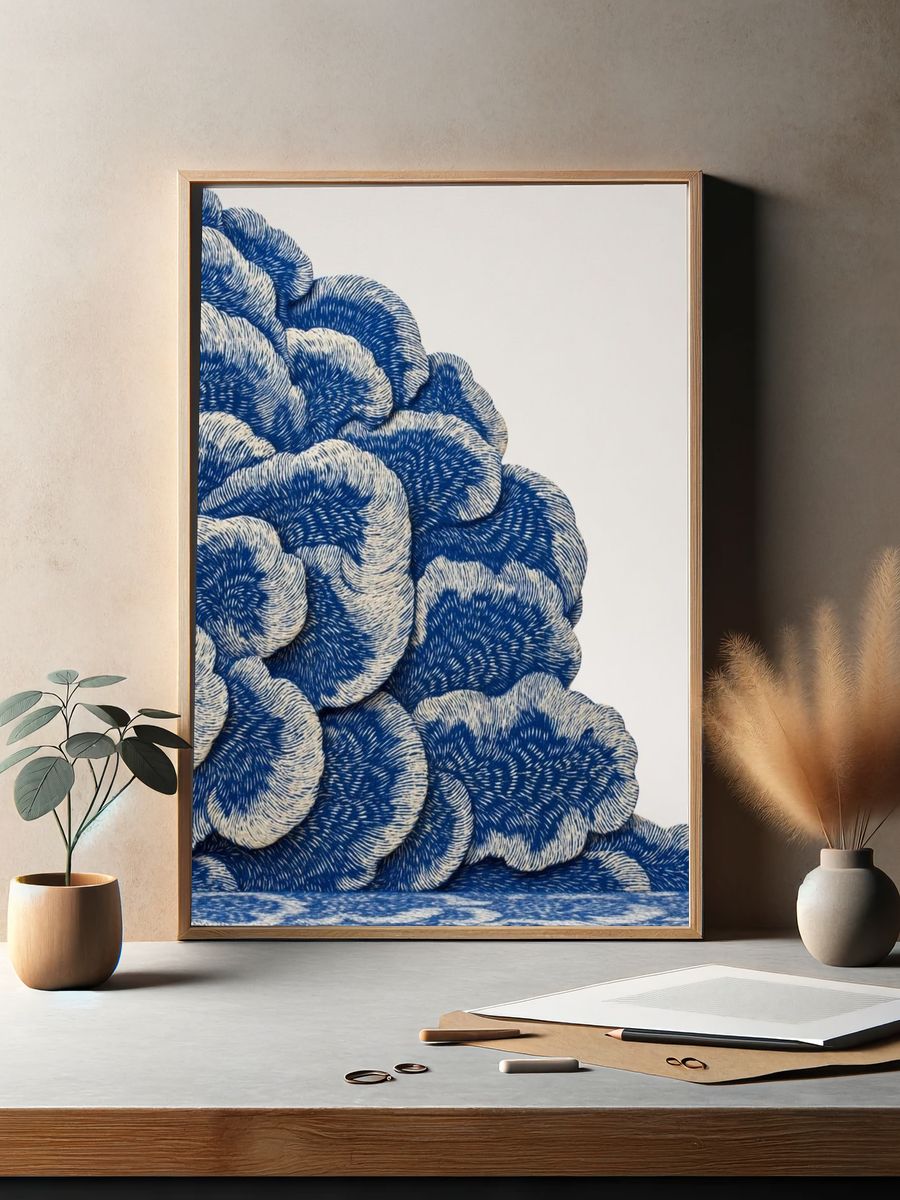 Blue Cloud Abstract Poster. — room view 2