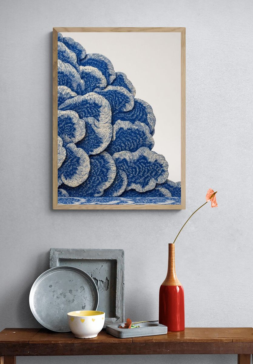 Blue Cloud Abstract Poster. — room view 3