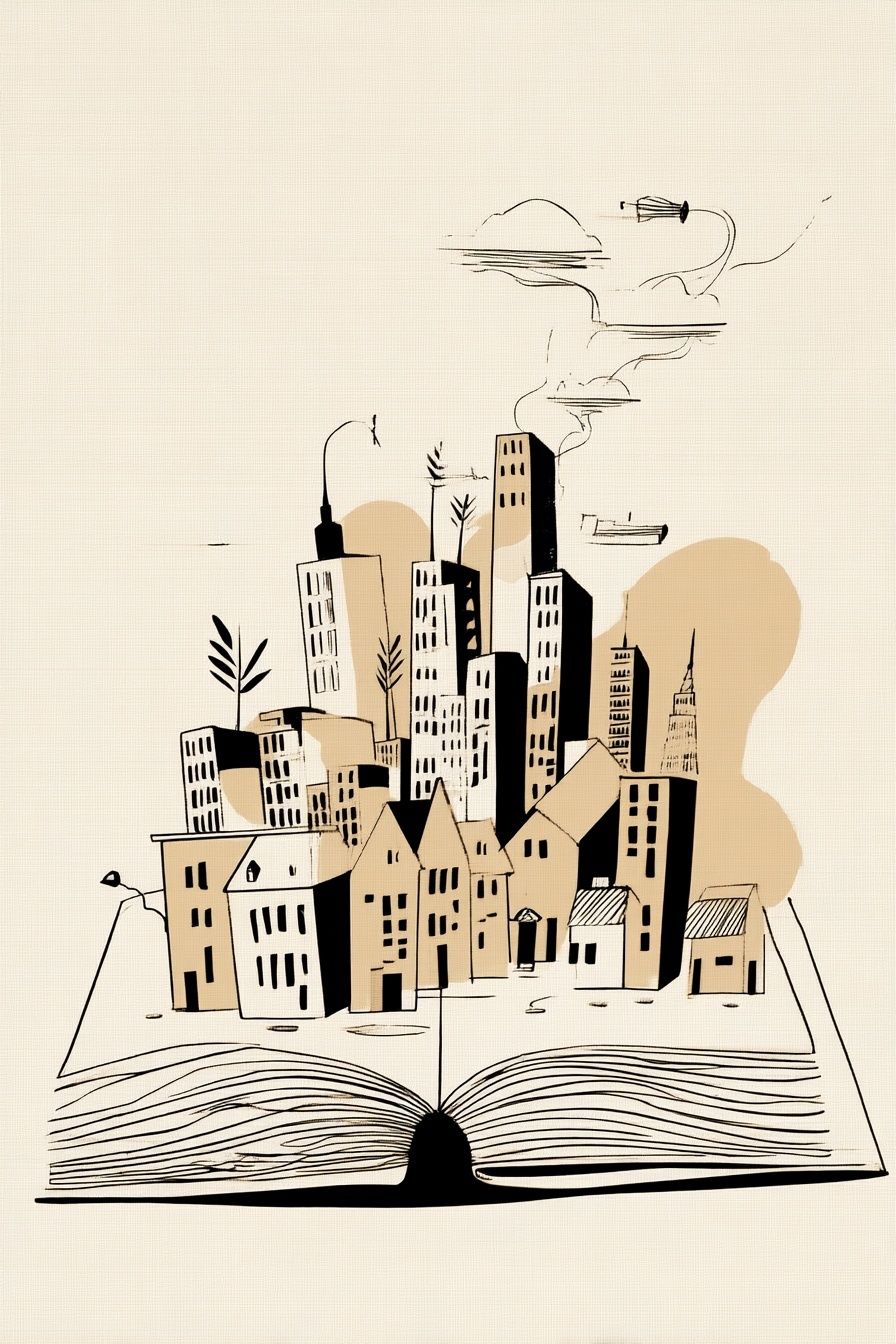 Cityscape from a Book — Illustration Print. poster detail