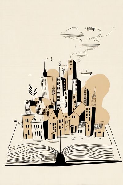 Cityscape from a Book — Illustration Print. poster print