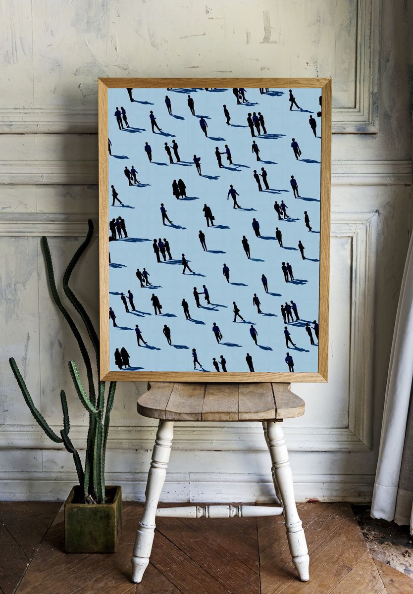 Silhouettes in Blue — Abstract Print. — room view 1
