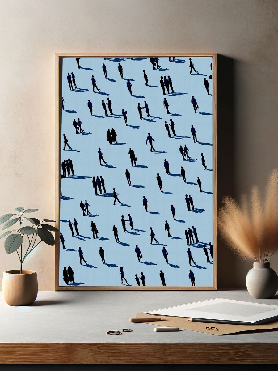 Silhouettes in Blue — Abstract Print. — room view 2