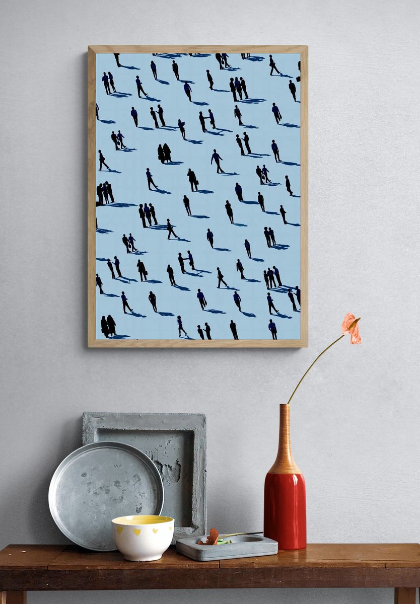 Silhouettes in Blue — Abstract Print. — room view 3