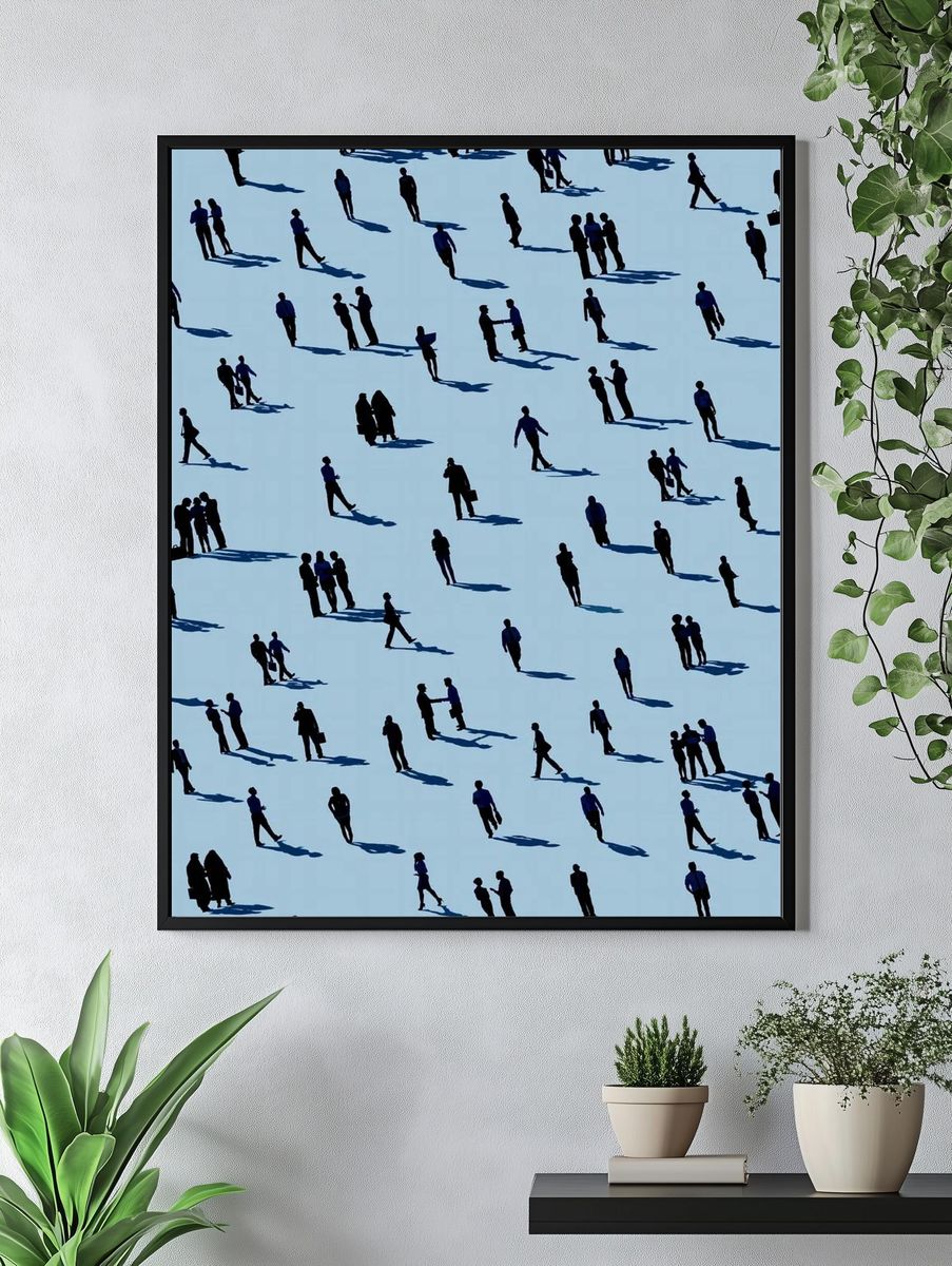 Silhouettes in Blue — Abstract Print. — room view 4