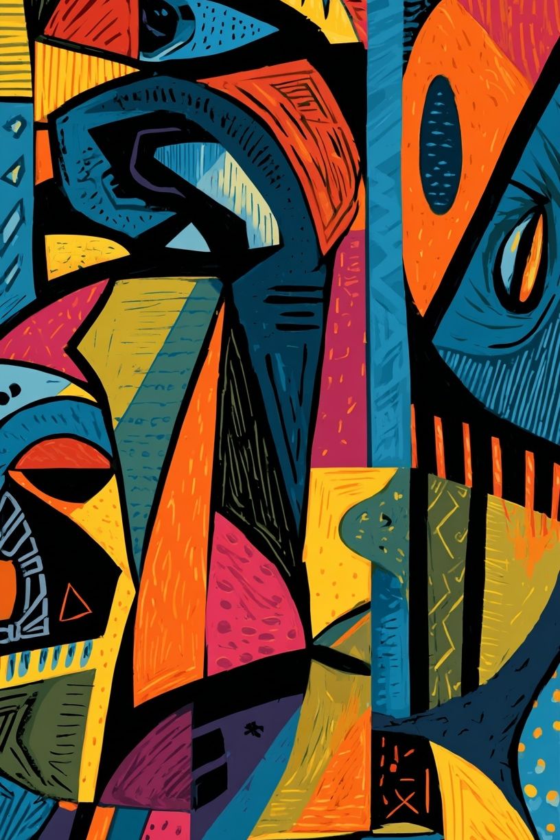 Abstract Faces — Colorful Print. poster — abstract art