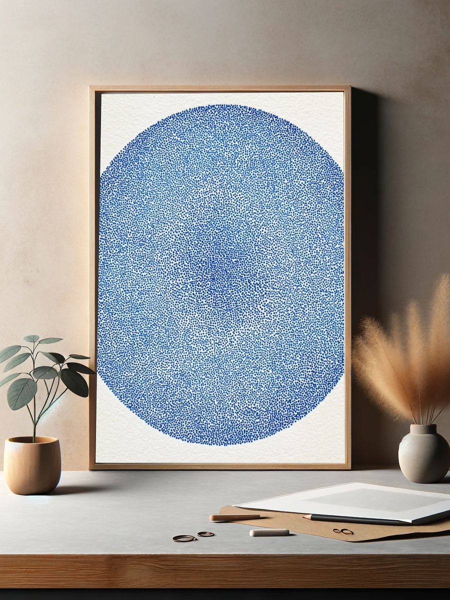 Blue Dotted Circle Abstract Poster. — room view 2