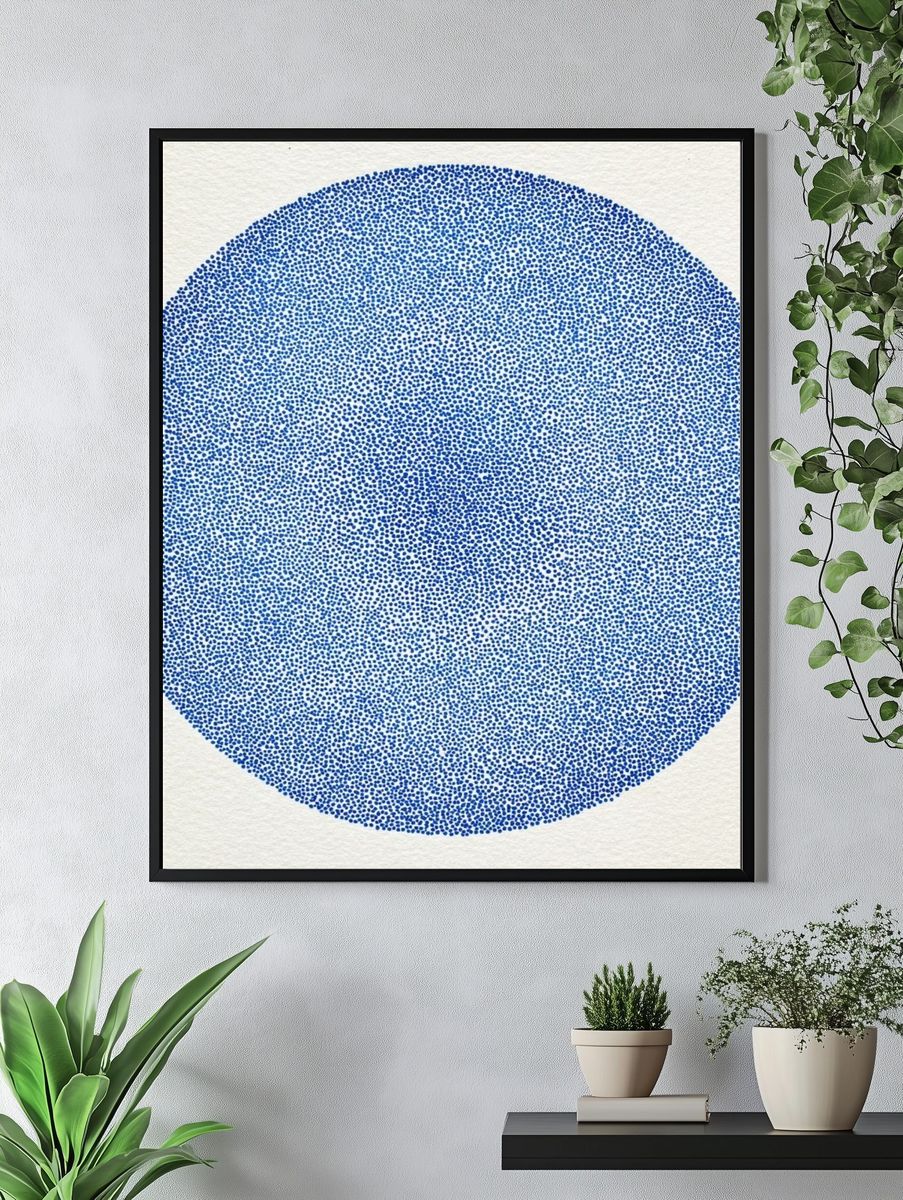 Blue Dotted Circle Abstract Poster. — room view 4