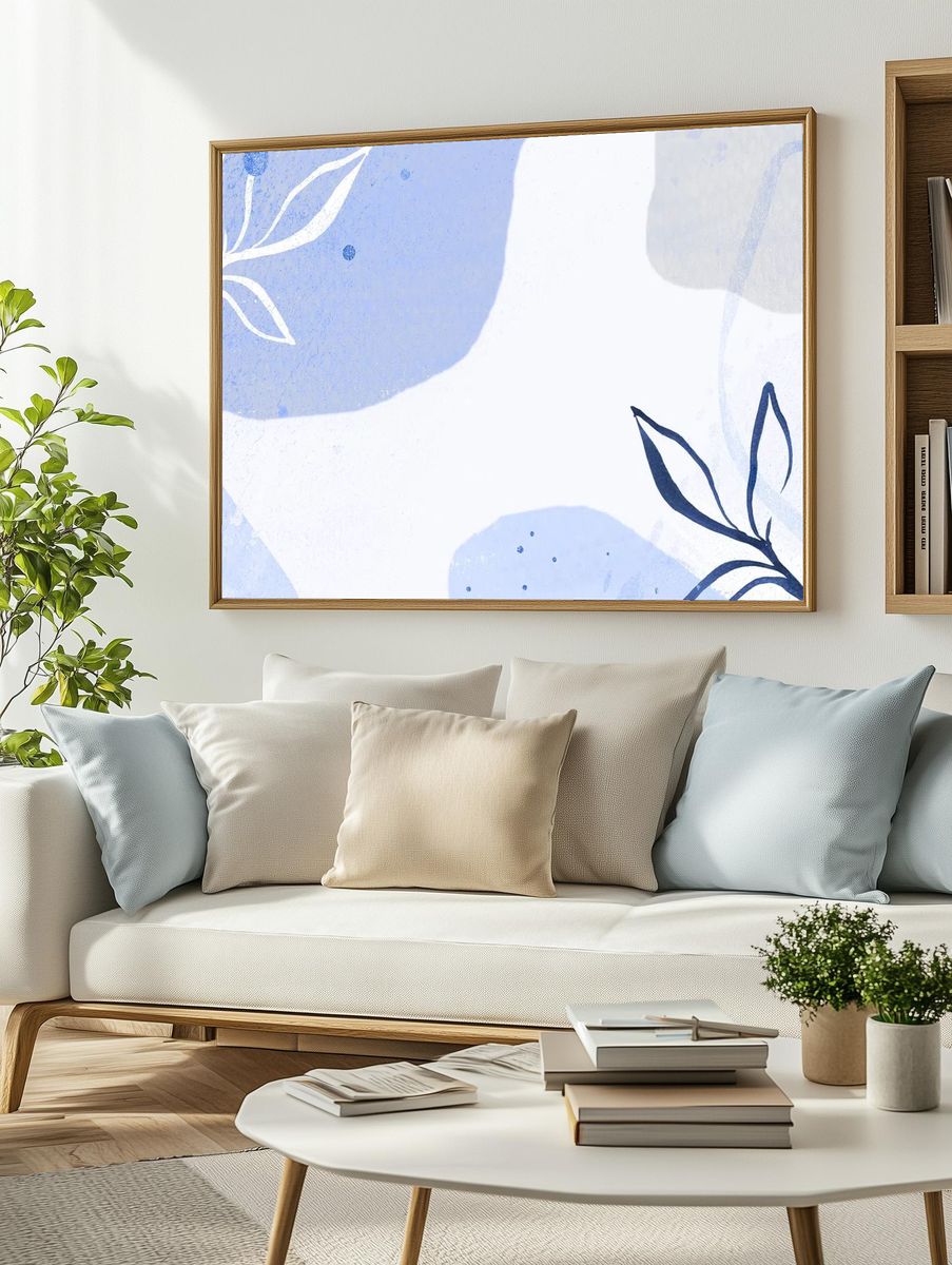 Abstract Floral Blue Poster. — room view 2