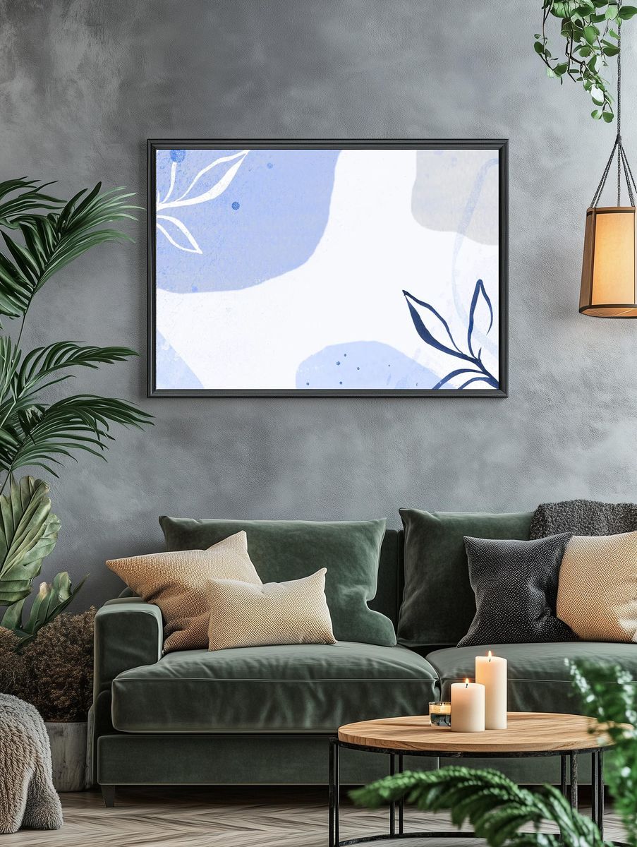 Abstract Floral Blue Poster. — room view 4