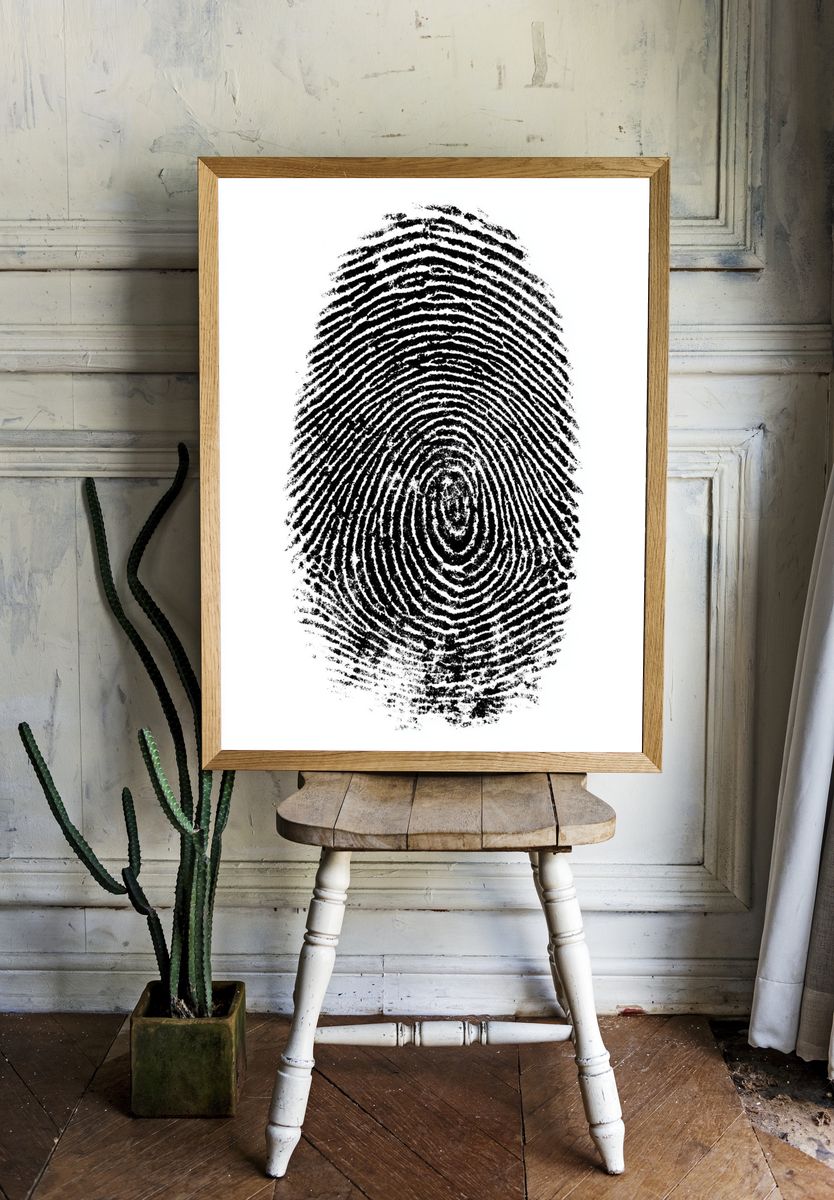 Fingerprint Texture Black-White Poster. — room view 1