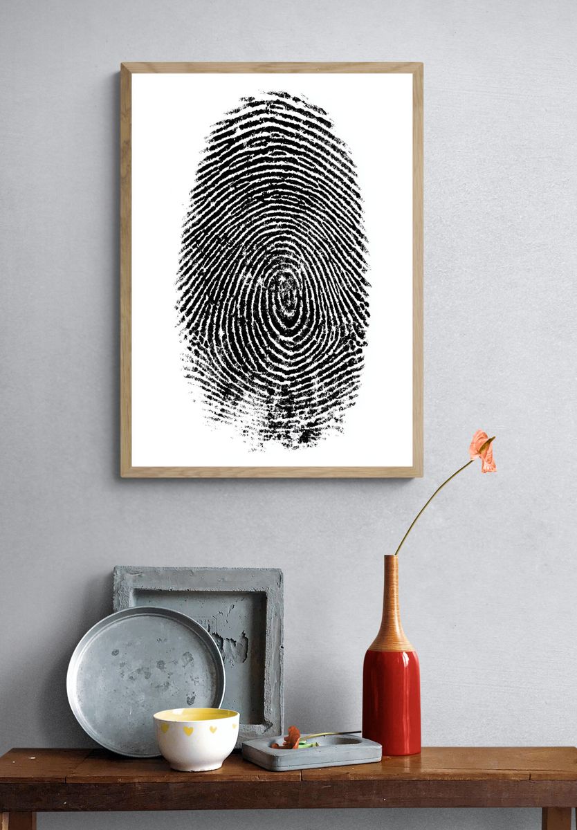 Fingerprint Texture Black-White Poster. — room view 3